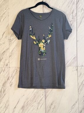 John Deere Floral Antler Soft Tee SZ S-M